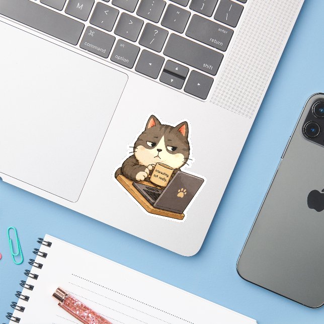 Autocollant de chat pas vraiment intéressant (Ordinateur portable avec iPhone)