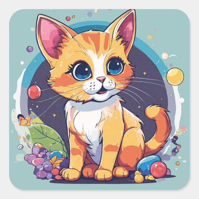 Autocollant de chat pour enfants jouable (Devant)