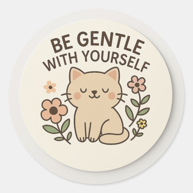 Autocollant de chat « Soyez Gentil Avec Vous-Même  (Devant)