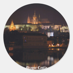Autocollant de château de Prague de nuit