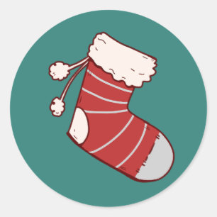 Autocollant de chaussette de Noël sur fond rose.