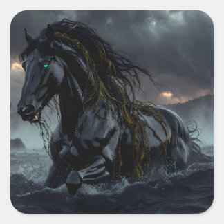 Autocollant de cheval de dark fantasy – Étalon de 