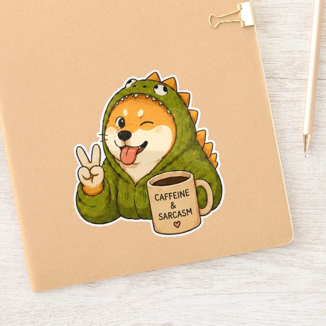 Autocollant de chien Caféine et Sarcasme (Carnet)
