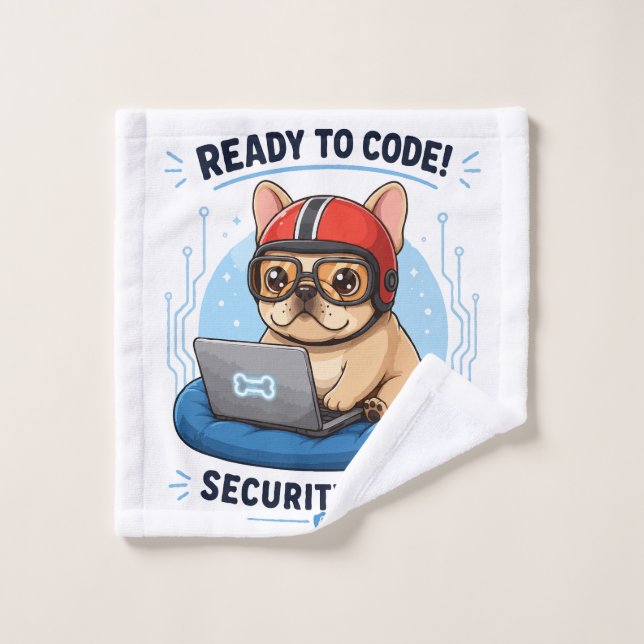 Autocollant de chien de cybersécurité codeur franç (Gant de toilette)