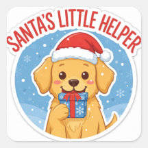 Autocollant de chien de Noël du petit aide de Père