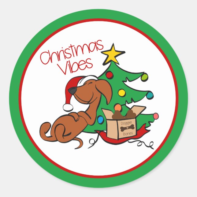 Autocollant de chien teckel pour ambiance de Noël (Devant)