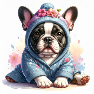Autocollant de chiot bouledogue français mignon