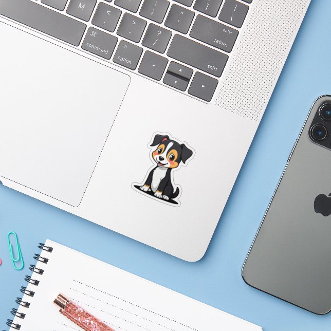 Autocollant de chiot Manchester Terrier Kawaii Ado (Ordinateur portable avec iPhone)