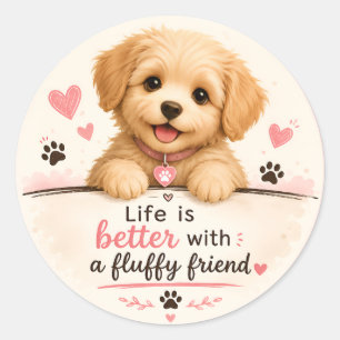 Autocollant de chiot mignon – La vie est meilleure