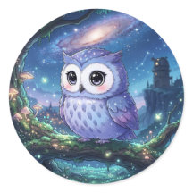 Autocollant de chouette de galaxie mignonne