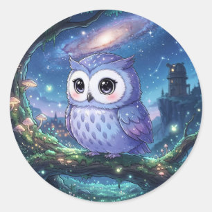 Autocollant de chouette de galaxie mignonne