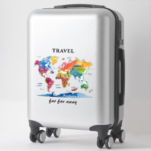 Autocollant de citation de voyage de carte du mond
