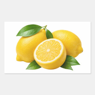 Autocollant de citrons jaunes frais avec feuilles