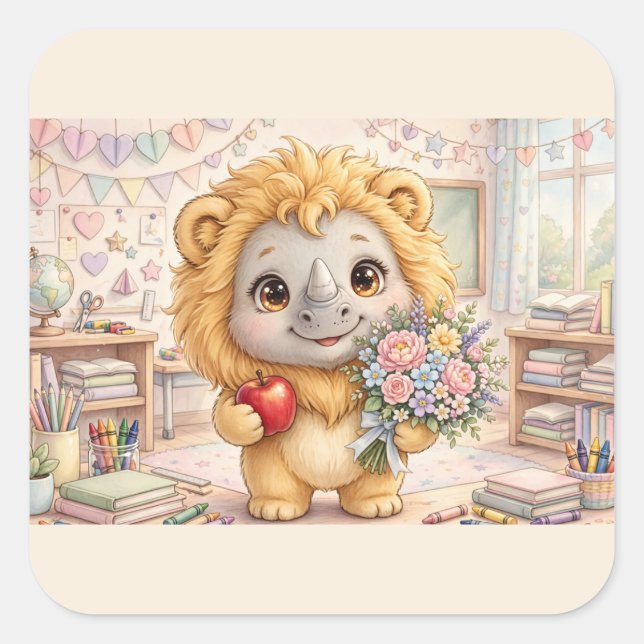Autocollant de classe d'animal de fantaisie mignon (Devant)