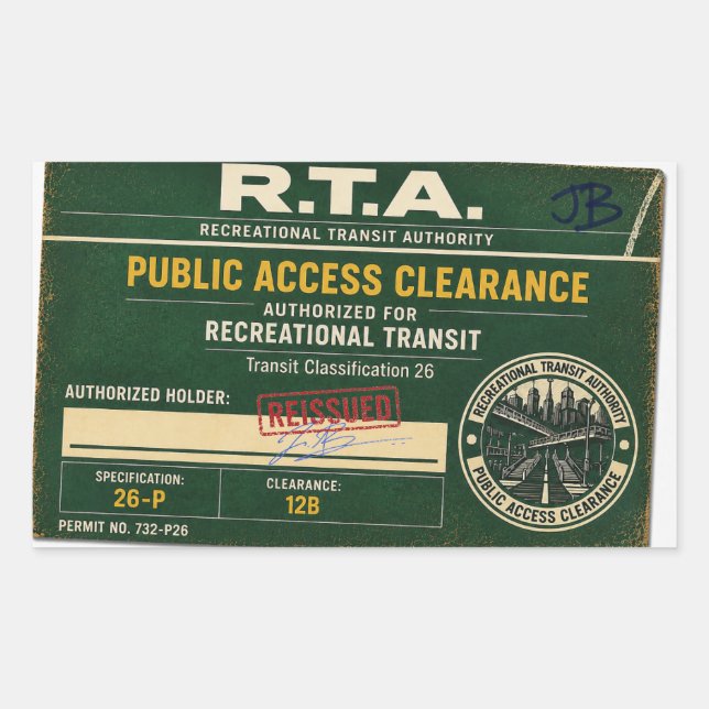 Autocollant de clearance d'accès public réédité R. (Devant)
