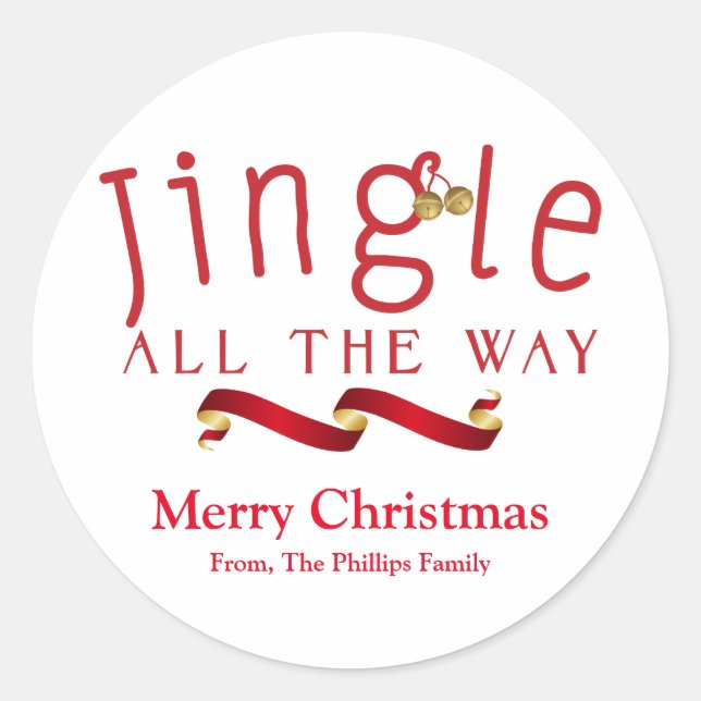 Autocollant de cloche de Noël JINGLE ALL THE WAY (Devant)
