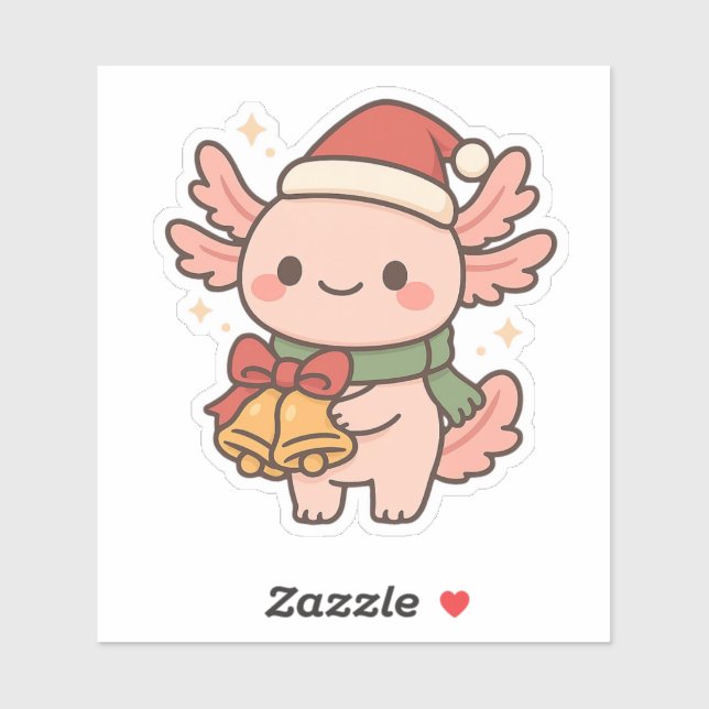 Autocollant de cloches de Noël de l'axolotl mignon (Feuille)