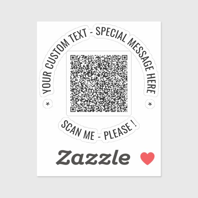 Autocollant de code QR avec texte personnalisé et  (Feuille)