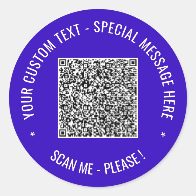 Autocollant de code QR personnalisé avec texte et  (Devant)