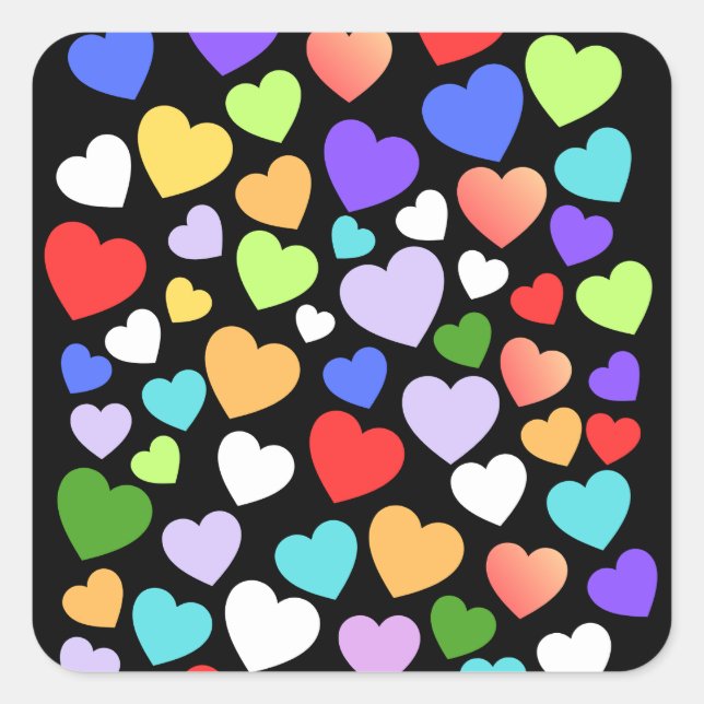 Autocollant de coeur coloré (Devant)
