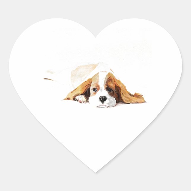 Autocollant de coeur de Cavalier King Charles Span (Devant)
