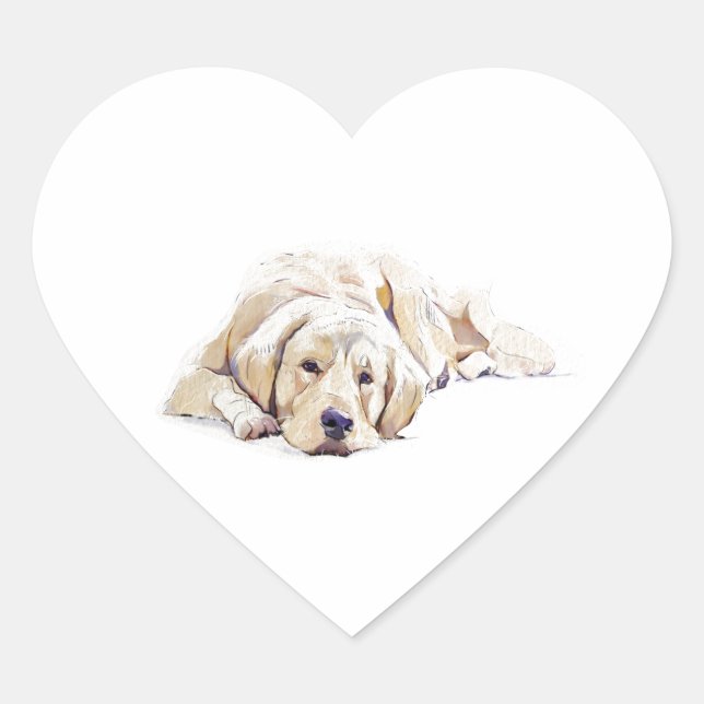 Autocollant de coeur de chien Retriever doré (Devant)