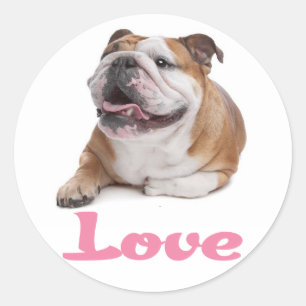 Autocollant de coeur de chiot bouledogue anglais