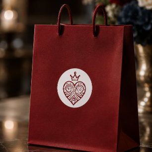 Autocollant de cœur de couronne rouge élégant