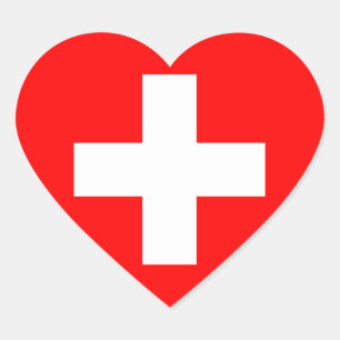 Autocollant de coeur de drapeau de la Suisse