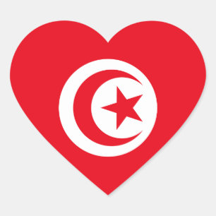 Autocollant de coeur de drapeau de la Tunisie