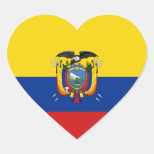 Autocollant de coeur de drapeau de l'Equateur