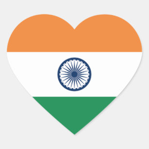 Autocollant de coeur de drapeau de l'Inde