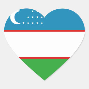 Autocollant de coeur de drapeau de l'Ouzbékistan
