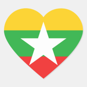 Autocollant de coeur de drapeau de Myanmar