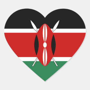 Autocollant de coeur de drapeau du Kenya