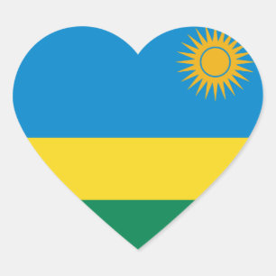 Autocollant de coeur de drapeau du Rwanda