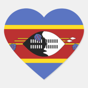 Autocollant de coeur de drapeau du Souaziland