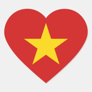 Autocollant de coeur de drapeau du Vietnam