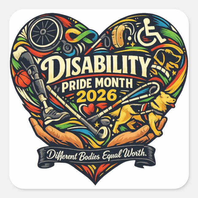 Autocollant de cœur de fierté du handicap 2026 (Devant)