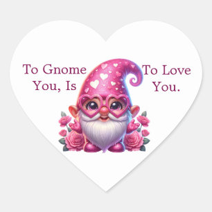 Autocollant de cœur de gnome de la Saint-Valentin