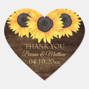 Autocollant de coeur de mariage en tournesol de ca