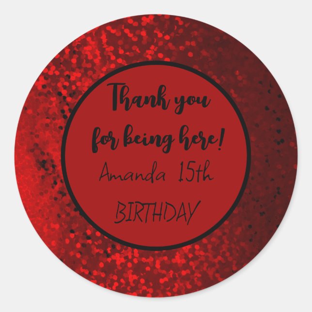 autocollant de coeur de parties scintillant rouge (Devant)