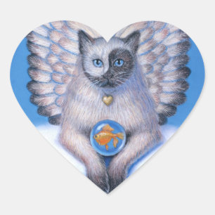Autocollant de coeur de Yin "Kitty Yang" d'ange de