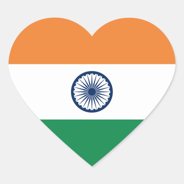 Autocollant de coeur du drapeau de l'Inde (Devant)