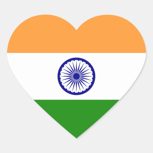 Autocollant de coeur du drapeau de l'Inde (Devant)