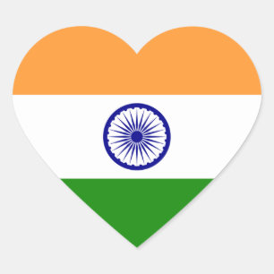 Autocollant de coeur du drapeau de l'Inde