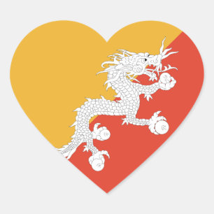 Autocollant de coeur du drapeau du Bhoutan