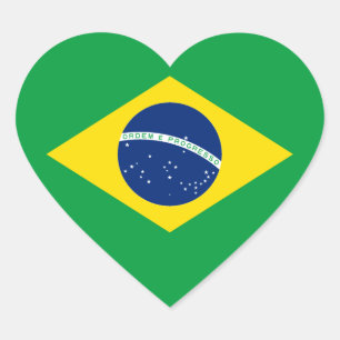 Autocollant de coeur du drapeau du Brésil