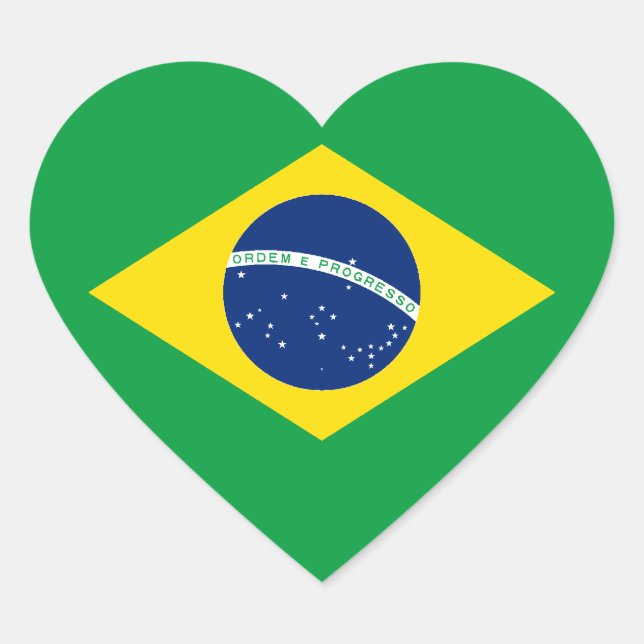 Autocollant de coeur du drapeau du Brésil (Devant)