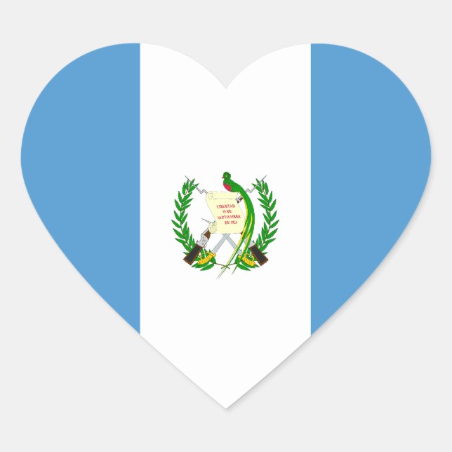 Autocollant de coeur du drapeau du Guatemala (Devant)